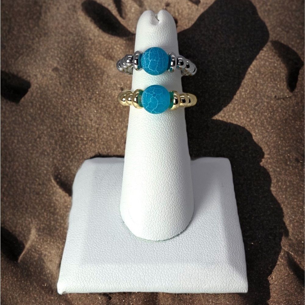 NWT Wool + Pepper Co. Blue Frosted Moss Agate Ring